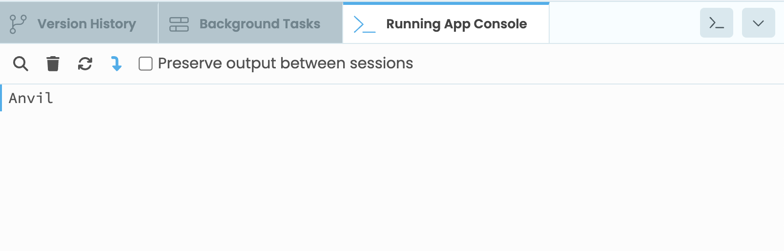 Output from our app appears in the App Console.